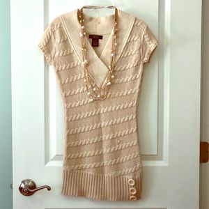 XS Tan/Beige Mini Sweater Dress